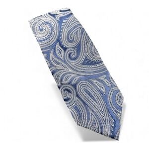 MICHAEL KORS Blue & Gray Paisley Pattern 100% Silk Men's Neck Tie
